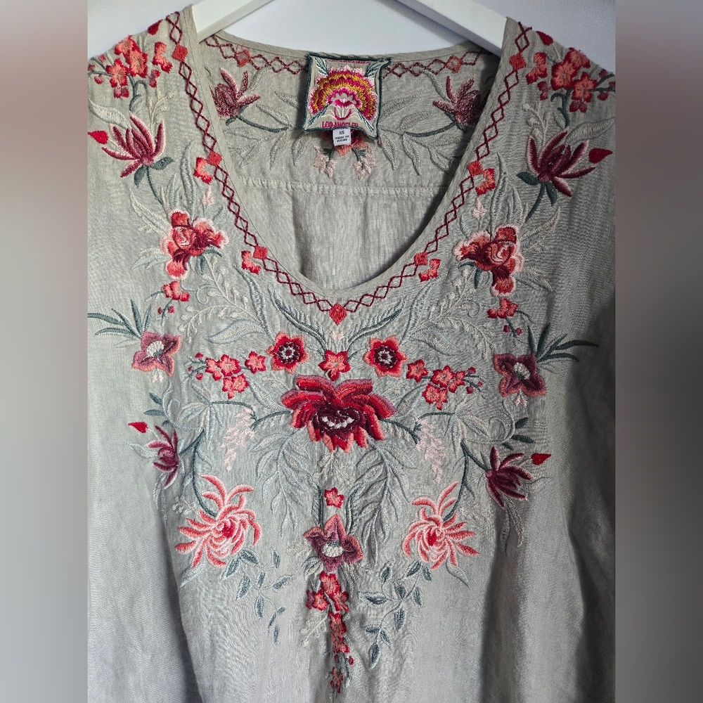 Johnny Was Embroidered Floral Top